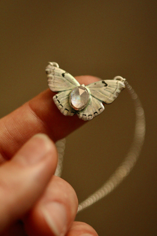 White morpho butterfly pendant